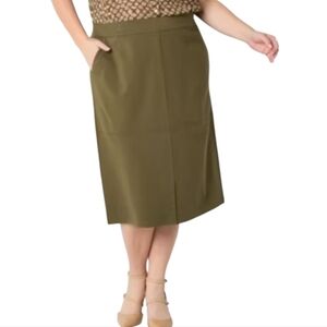 Liz‎ Claiborne Olive Green Women's Midi Skirt With Pockets Skirt Plus Size 22